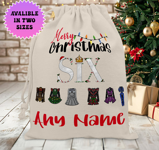 Personalised Six The Musical Christmas Santa Sack Stocking Gift Sack