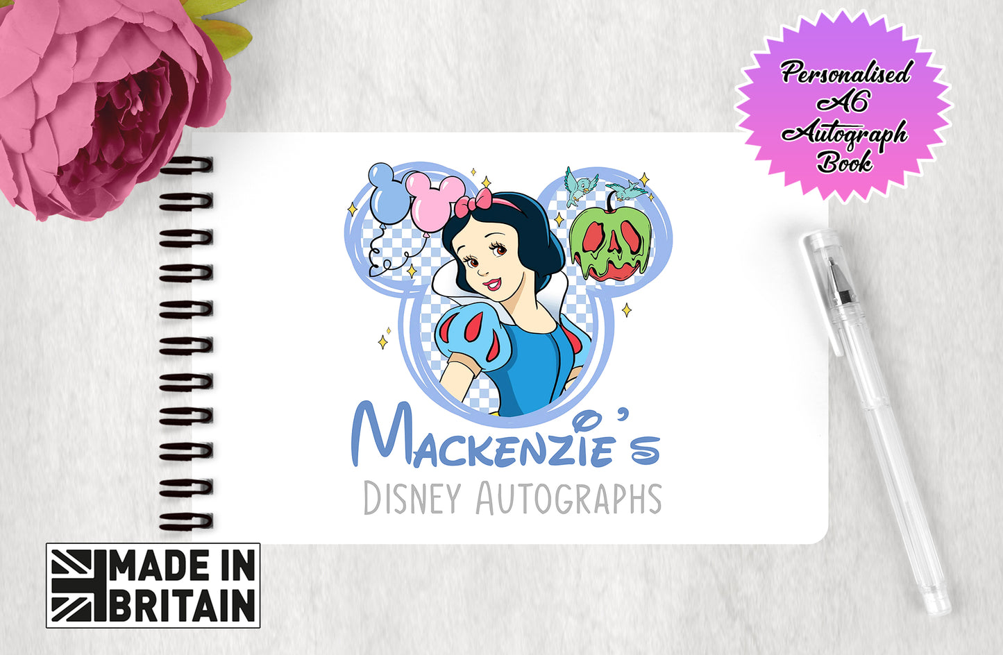 Personalised Disney Autograph Book - Disney Princess - Snow White Edition V4