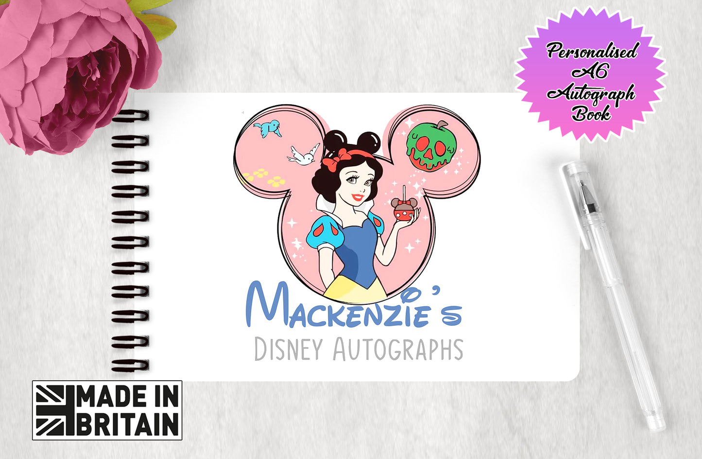Personalised Disney Autograph Book - Disney Princess - Snow White Edition V2