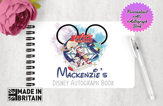 Personalised Disney Autograph Book - Classic Disney Attractions Series - Space Mountain