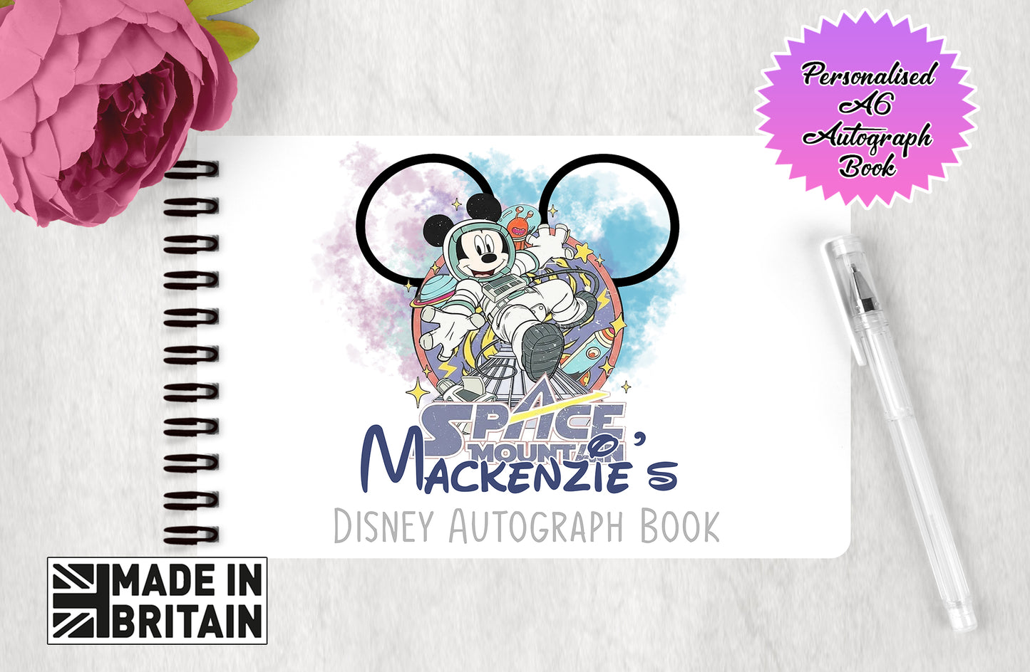 Personalised Disney Autograph Book - Classic Disney Attractions Series - Space Mountain