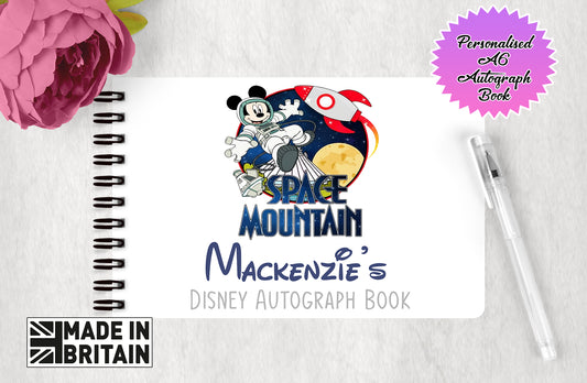 Personalised Disney Autograph Book - Classic Disney Attractions Series - Space Mountain