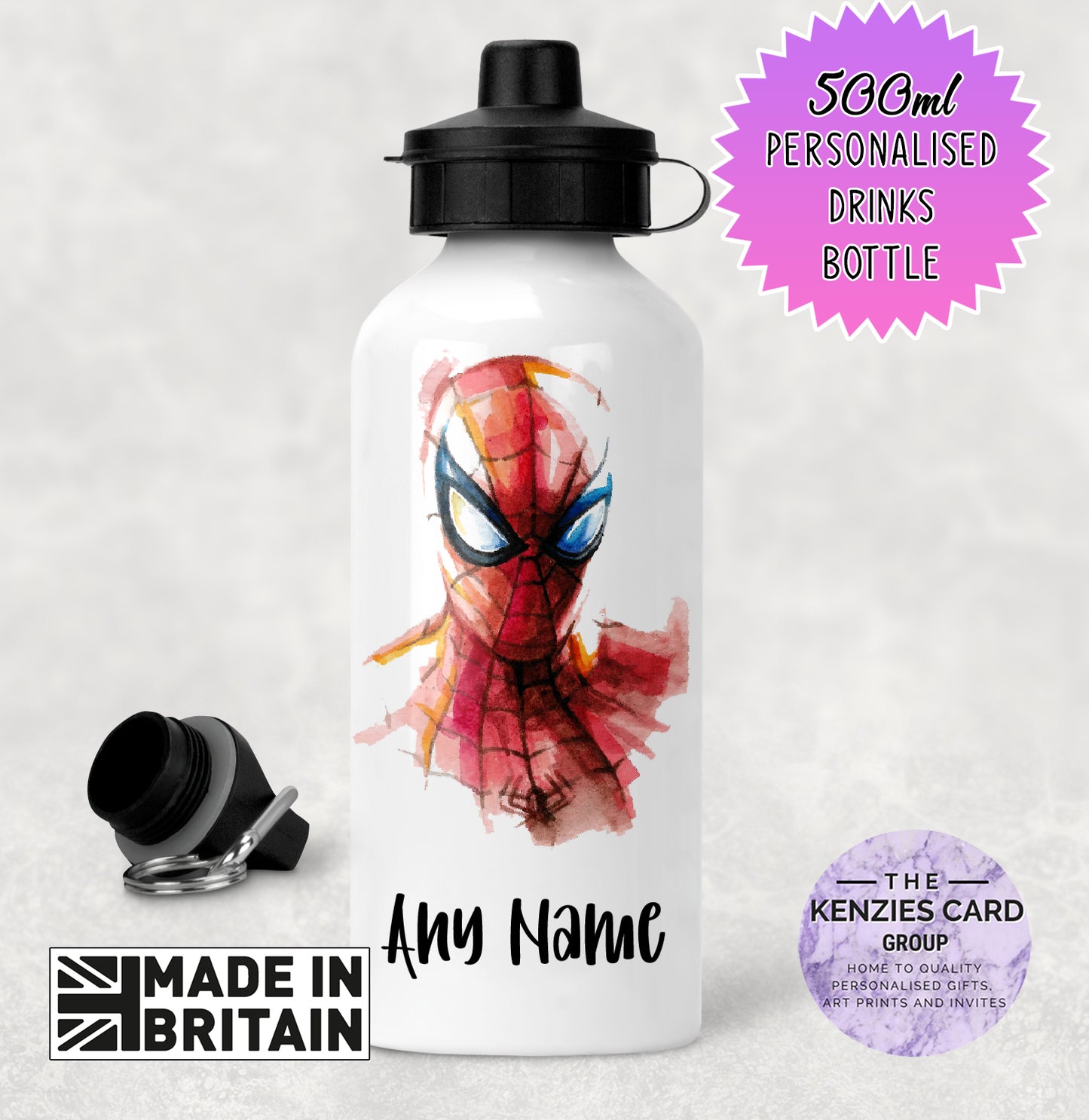 Personalised Disney Marvel Spiderman 500ml Metal Water Bottle