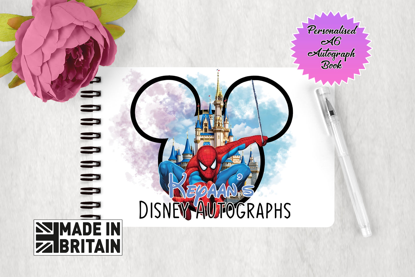 Personalised Disney Autograph Book - Marvel Spiderman Castle Edition