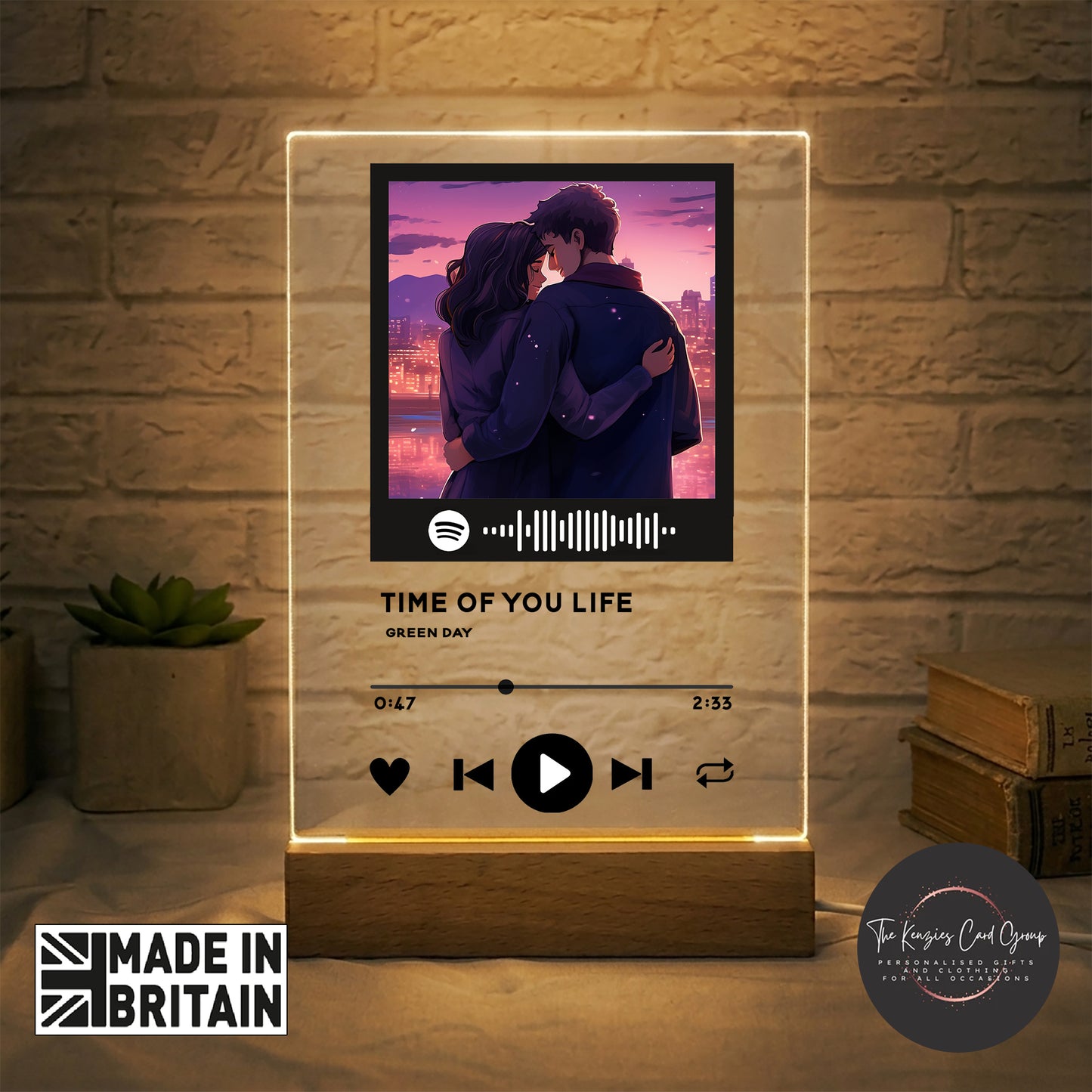 Personalised Spotify Photo Plaque with LED Light | Custom Music Gift