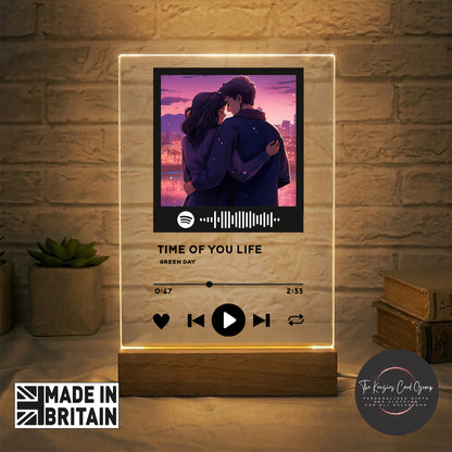 Personalised Spotify Photo Plaque with LED Light | Custom Music Gift