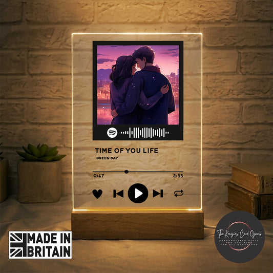 Personalised Spotify Photo Plaque with LED Light | Custom Music Gift