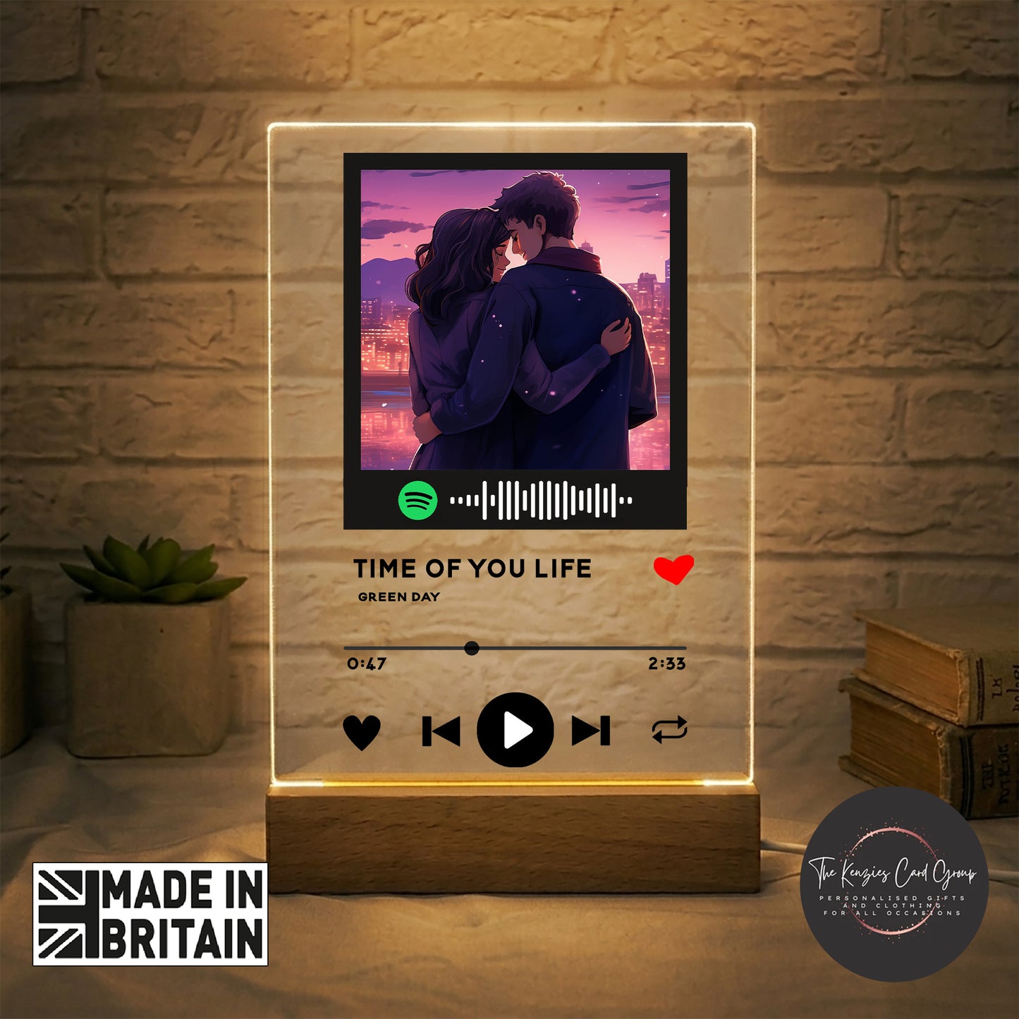 Personalised Spotify Photo Plaque with LED Light | Custom Music Gift