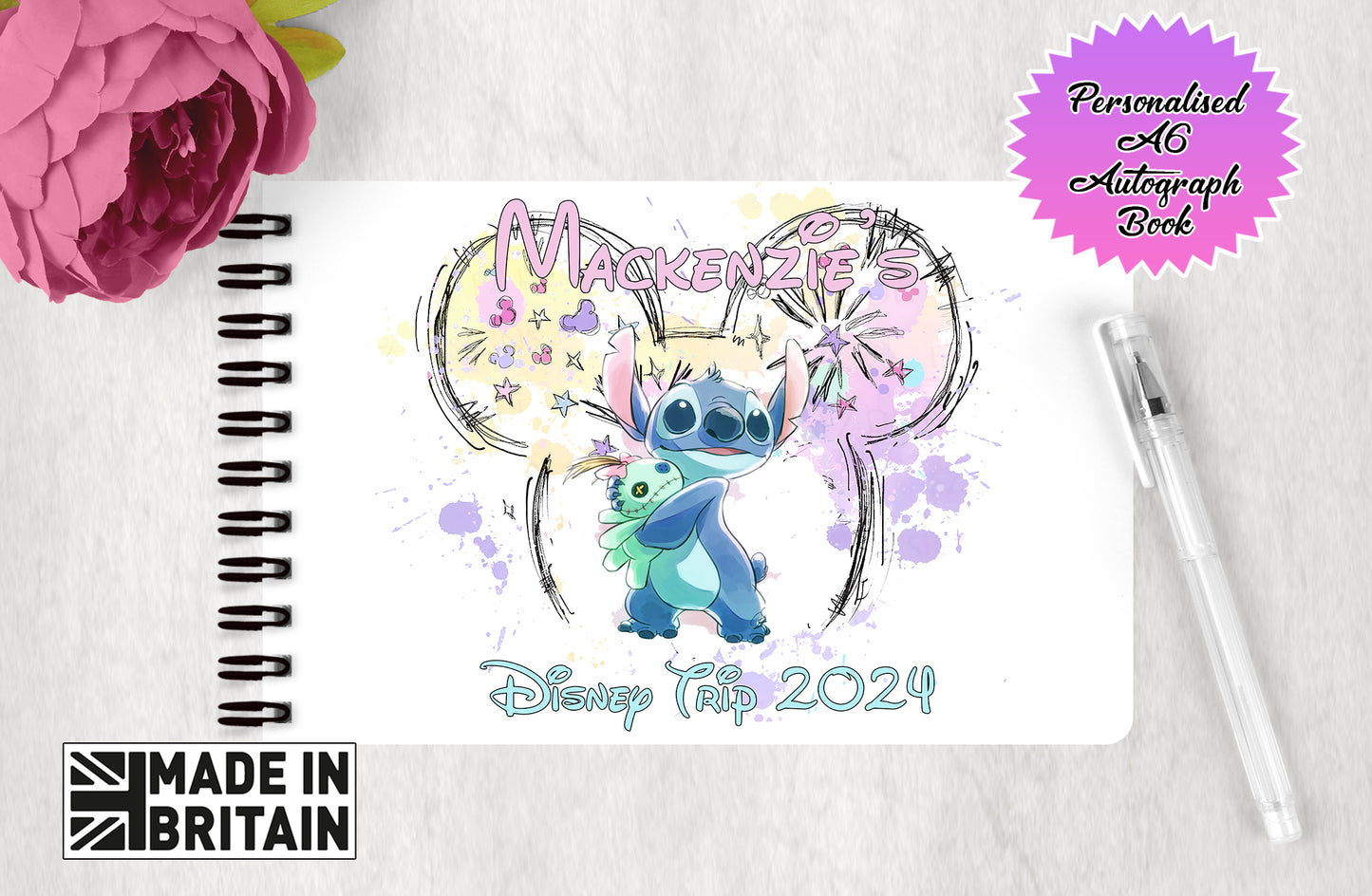 Personalised Disney Autograph Book - Lilo and Stitch - Stitch Castle Edition V2
