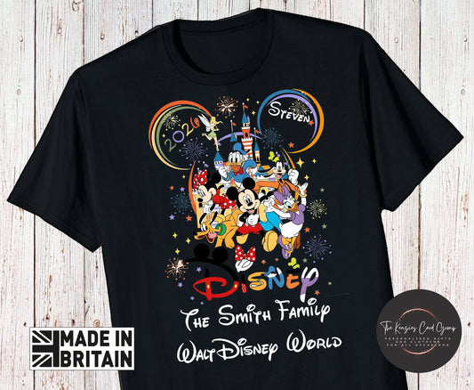 Personalised Disney Trip Matching Family Trip T Shirts - Fab Five Disney World Or Disneyland Edition