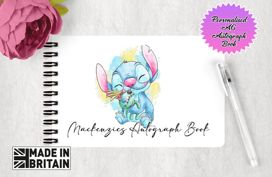 Personalised Disney Autograph Book - Lilo and Stitch Watercolour