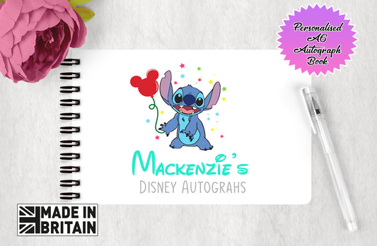 Personalised Disney Autograph Book - Lilo and Stitch Balloon