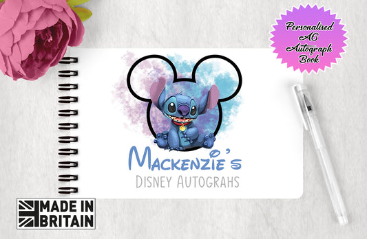 Personalised Disney Autograph Book - Lilo and Stitch Watercolour
