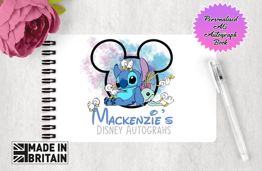 Personalised Disney Autograph Book - Lilo and Stitch Watercolour