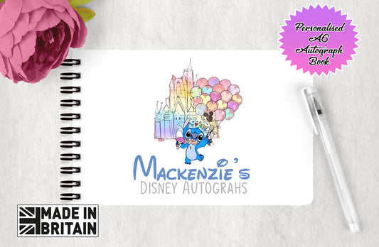 Personalised Disney Autograph Book - Lilo and Stitch Watercolour