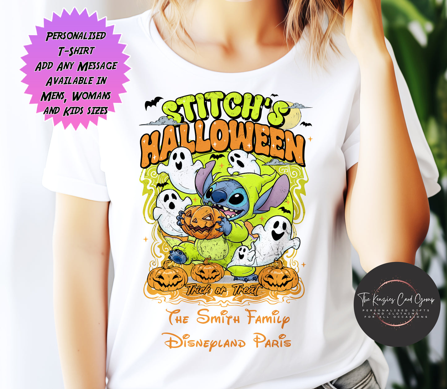Personalised Mickeys Not So Scary Halloween Party Matching Family T Shirts - Stitch Edition