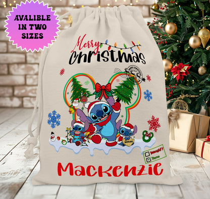 Personalised Disney Christmas Stock Gift Sack - Lilo and Stitch Stitch Edition