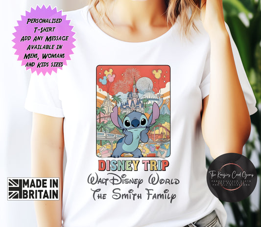 Personalised Disney Trip Matching Family Trip T Shirts - Stitch Disney Trip Disney World Edition (Copy)