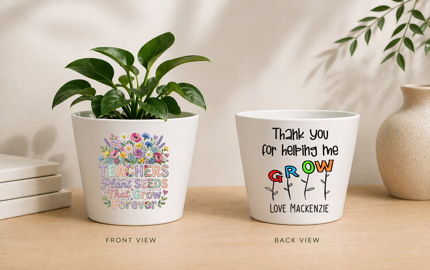 Personalised Teacher Plant Pot | Custom Teacher Appreciation Gift, Thank You Present