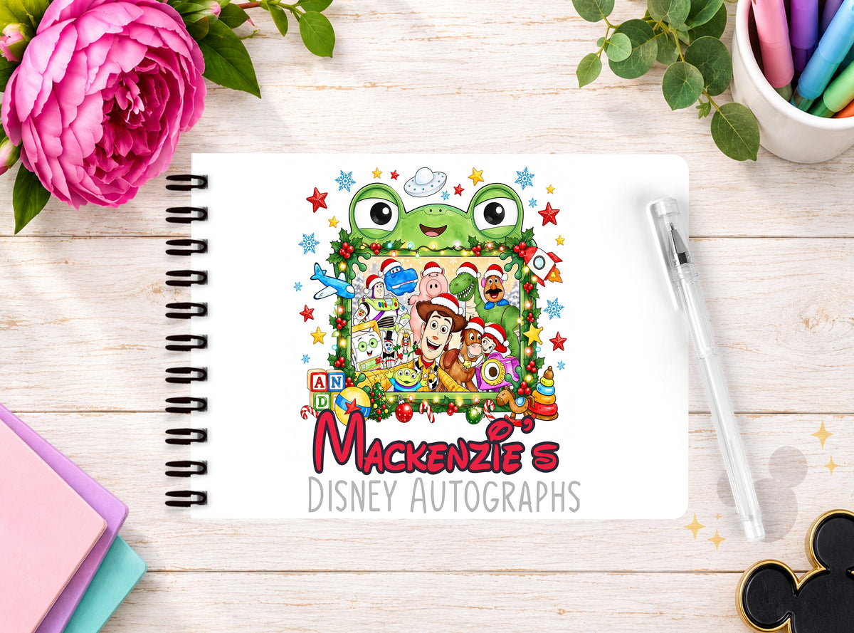 Personalised Disney Autograph Book -  Toy Story Christmas Edition V2