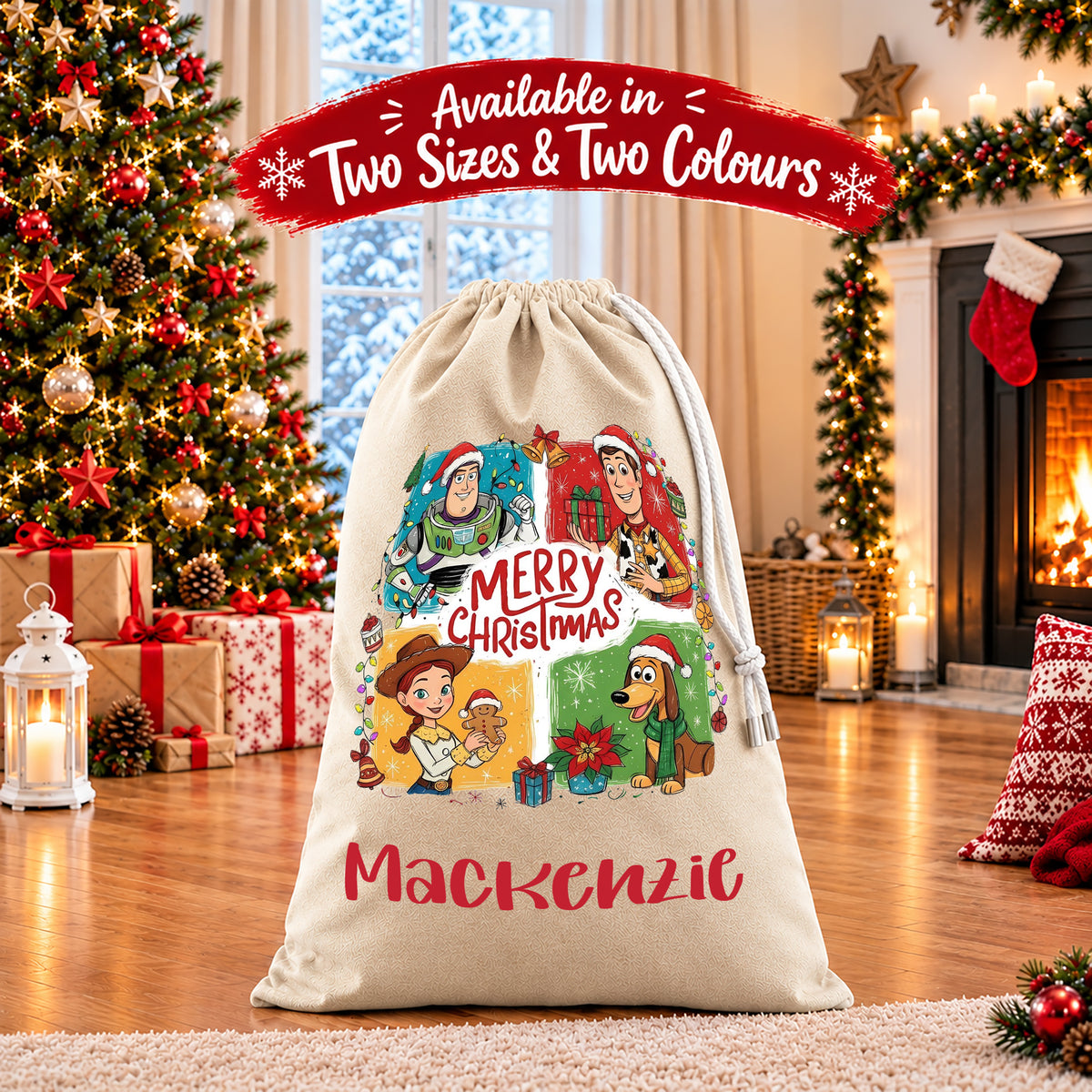 Personalised Christmas Santa Sack Gift Sack Gift Bag - Disneys Toy Story Edition V1