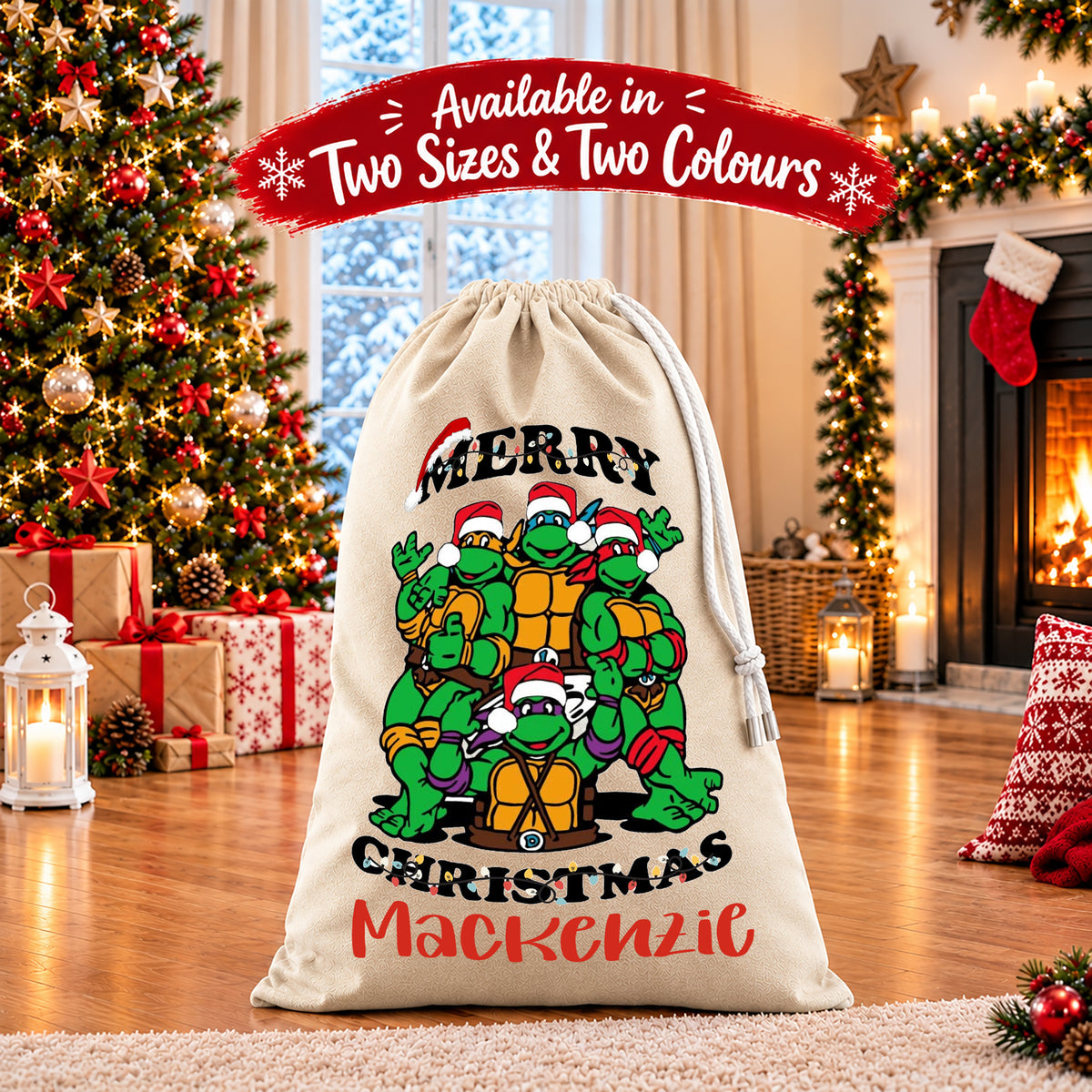 Personalised Christmas Santa Sack Gift Sack Gift Bag - Teenage Ninja Turtles Edition