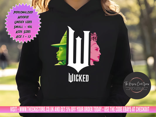 Personalised Wicked Movie Musical Hoodie Wicked The Musical Hoodie Defying Gravity Popular Hoodie Wicked UK Tour Hoodie West End Musical V9