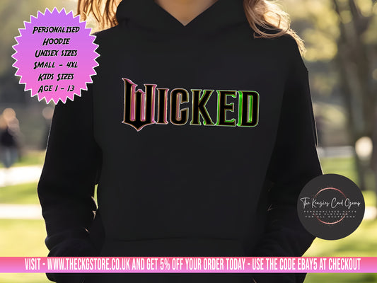 Personalised Wicked Movie Musical Hoodie Wicked The Musical Hoodie Defying Gravity Popular Hoodie Wicked UK Tour Hoodie West End Musical V6