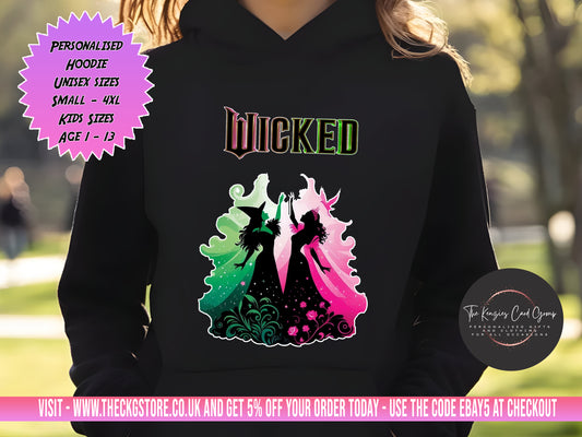 Personalised Wicked Movie Musical Hoodie Wicked The Musical Hoodie Defying Gravity Popular Hoodie Wicked UK Tour Hoodie West End Musical V5