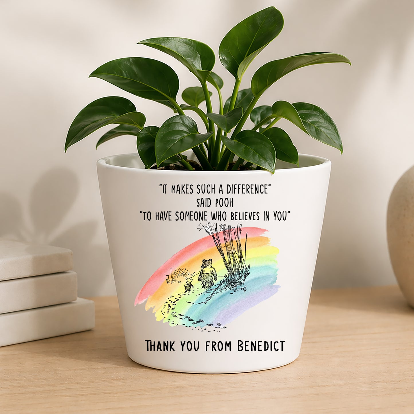 Personalised Teacher Plant Pot | Custom Teacher Appreciation Gift, Thank You Present - Winnie The Pooh Edition