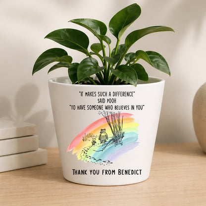 Personalised Teacher Plant Pot | Custom Teacher Appreciation Gift, Thank You Present - Winnie The Pooh Edition