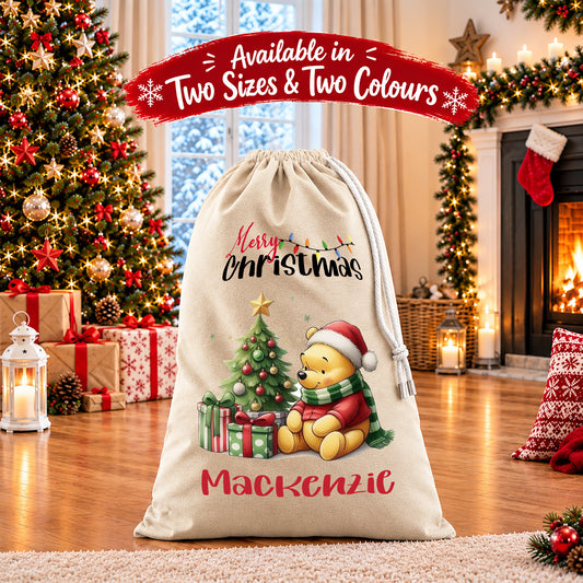 Personalised Christmas Santa Sack Gift Sack Gift Bag - Disney Winnie The Pooh Edition V4