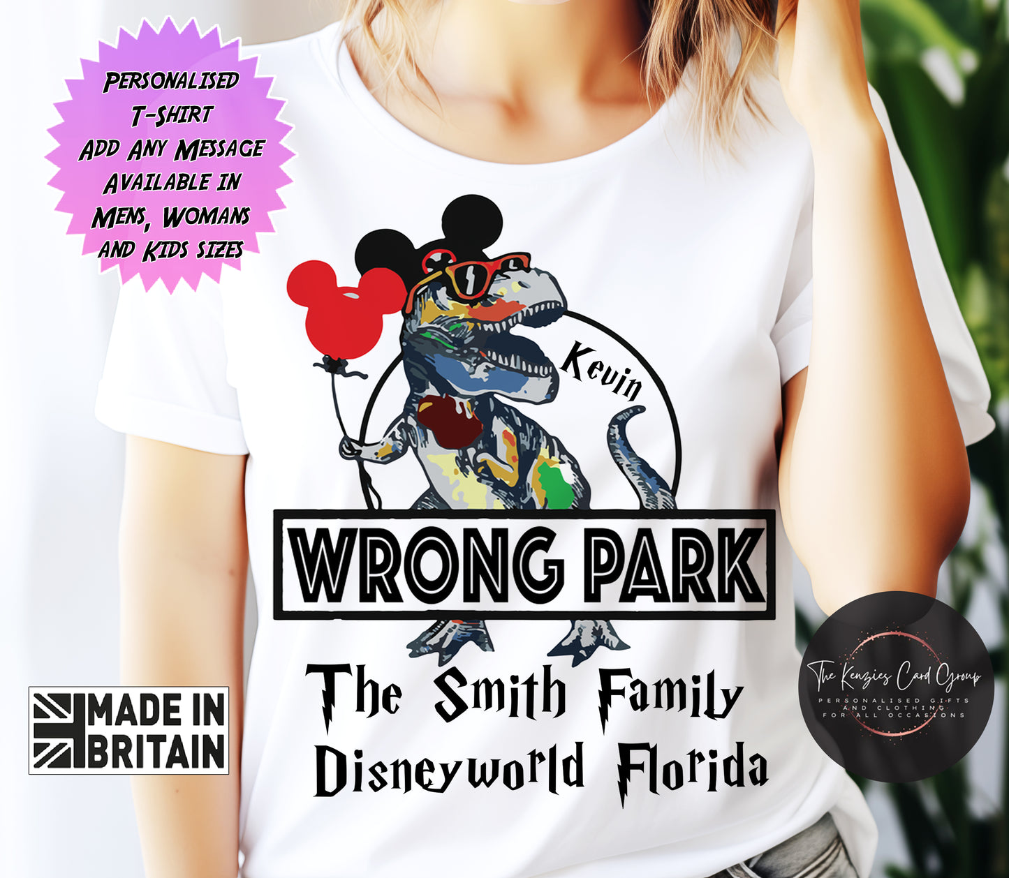 Personalised Wrong Park T Rex Disney Matching Family T Shirt Disney World T Shirt