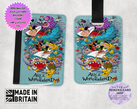 Personalised Disneys Alice In Wonderland Edition Passport and Luggage Tag Set