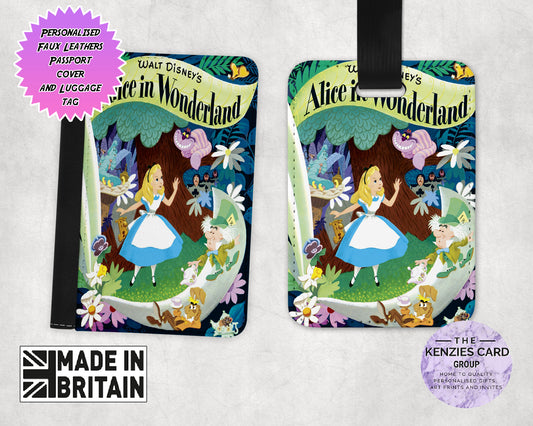 Personalised Disneys Alice In Wonderland Edition Passport and Luggage Tag Set