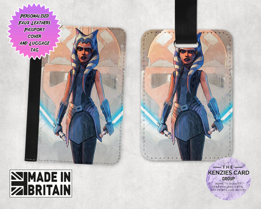 Personalised Disney Star Wars Ahsoka Passport Cover and Luggage Tag Sets