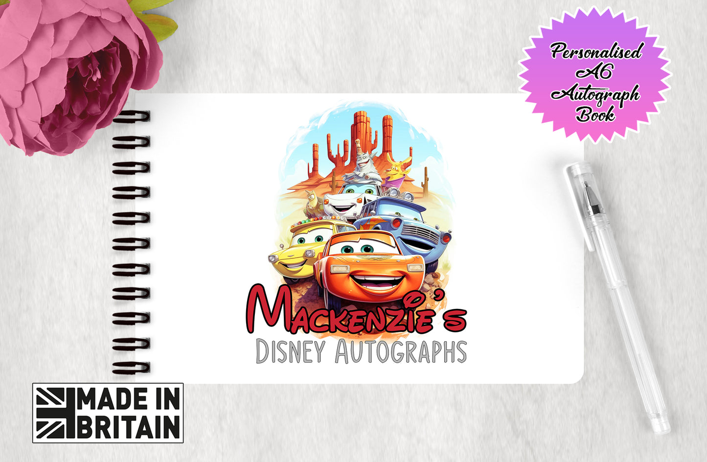 Personalised Disney Pixar Cars Autograph Book - Lightning V2 Edition
