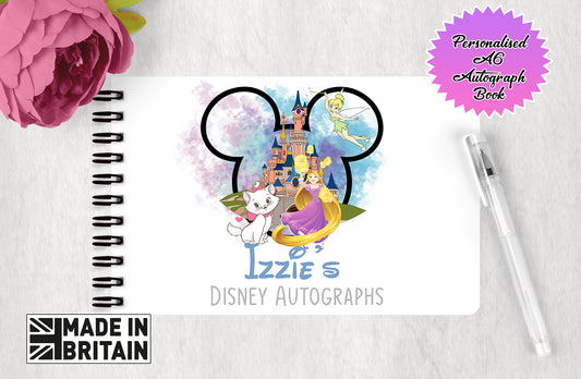 Personalised Disney Autograph Book - Custom Character Edition - Marie, Tinkerbelle and Rapunzel