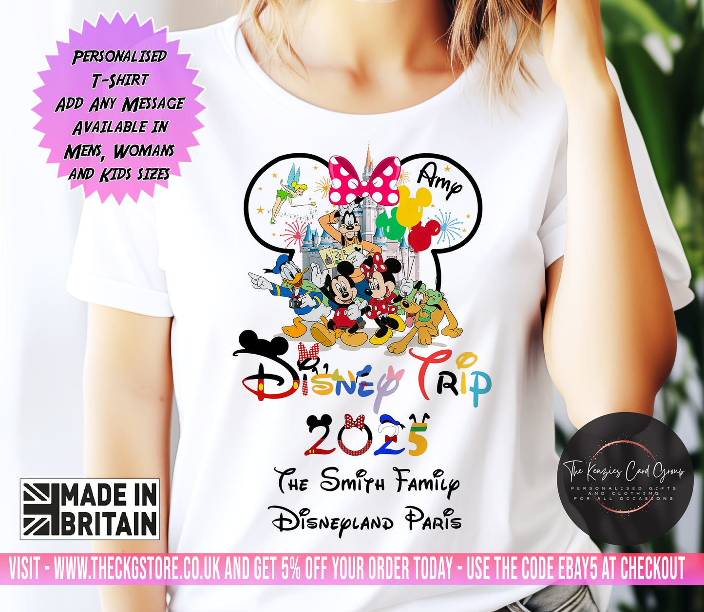 Personalised Disney World Florida Disneyland Paris  Matching Family Disney Trip T Shirts - Minnie Edition