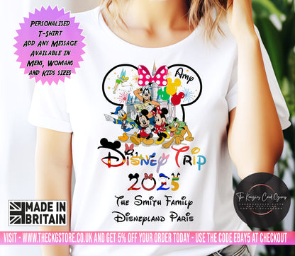 Personalised Disney World Florida Disneyland Paris  Matching Family Disney Trip T Shirts - Minnie Edition