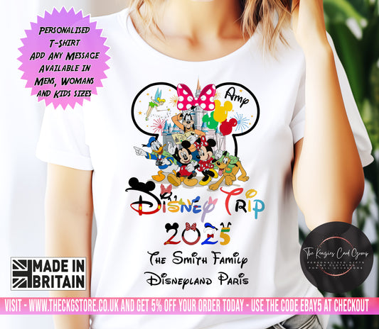 Personalised Disney World Florida Disneyland Paris  Matching Family Disney Trip T Shirts - Minnie Edition