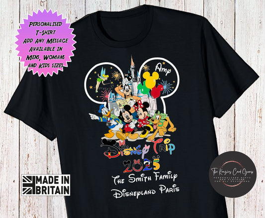Personalised Disneyland Paris Reveal T-Shirts Matching Family First Disney - Mickey Head Edition 2025 V1