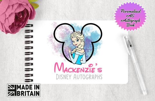 Personalised Disney Autograph Book - Disney Frozen Elsa Edition