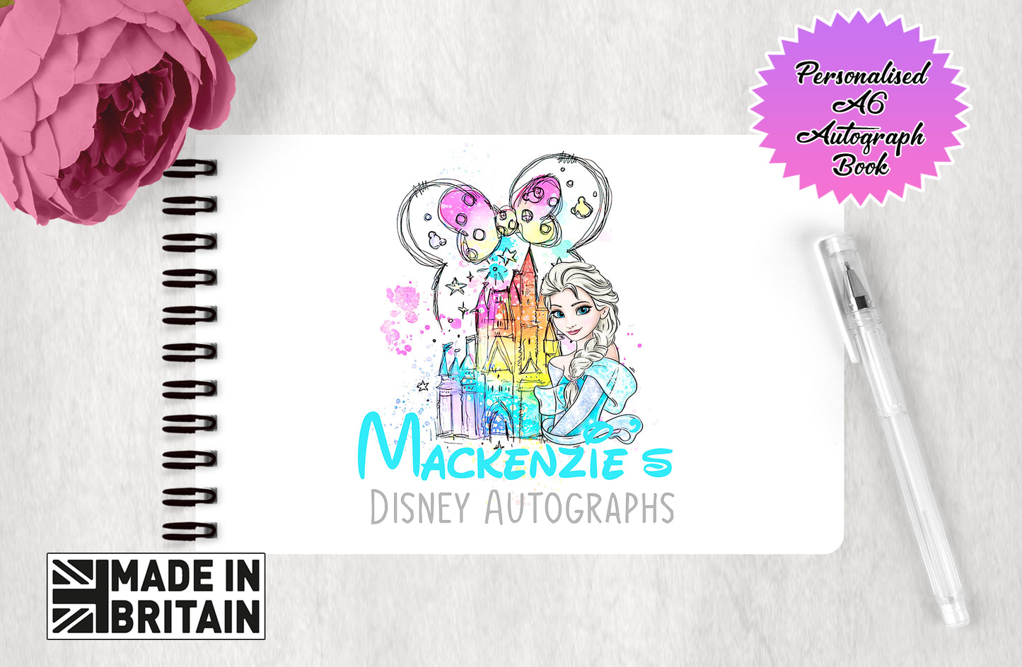 Personalised Disney Frozen Autograph Book - Elsa Edition V2