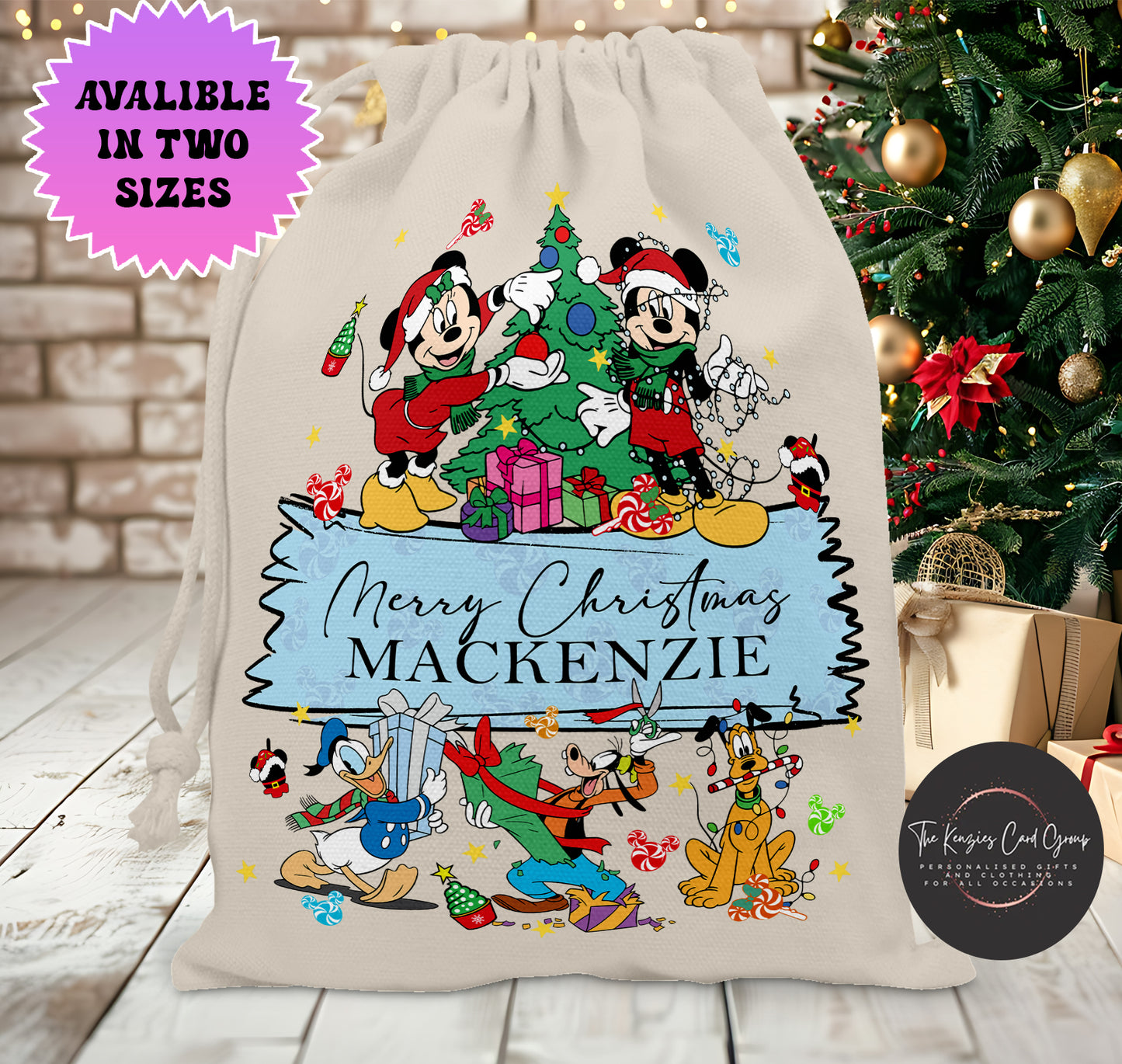 Personalised Disney Christmas Stock Gift Sack - Mickey Mouse Fab 5 Edition V3