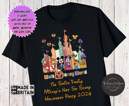 Personalised Disney World Mickey's Not So Scary Halloween Matching Family Trip T-Shirts 2026