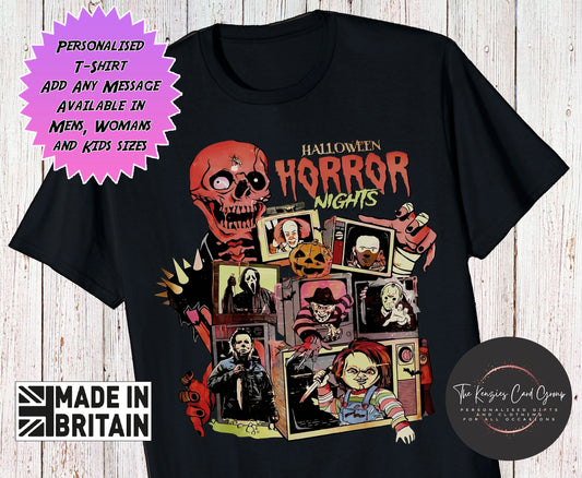 Personalised Halloween Horror Nights - Universal Studios Matching Family T Shirts - Icon Edition