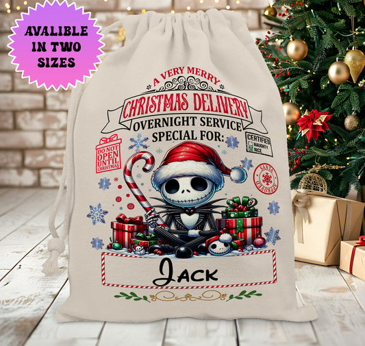 Personalised Disney Christmas Stock Gift Sack - Jack Skellington Edition