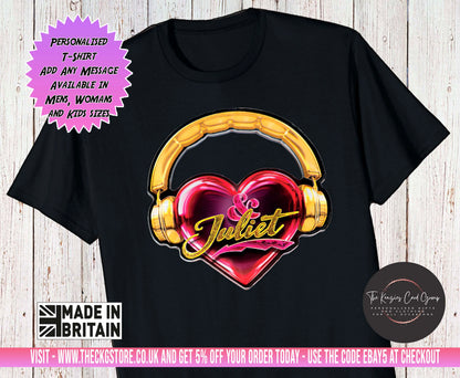 Personalised & Juliet The Musical West End UK Tour T Shirt- Headphone Edition Custom