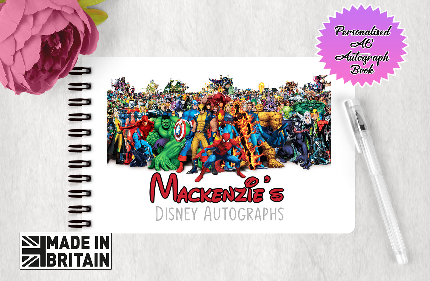 Personalised Disney Marvel  Autograph Book - Marvel Avengers Edition V2
